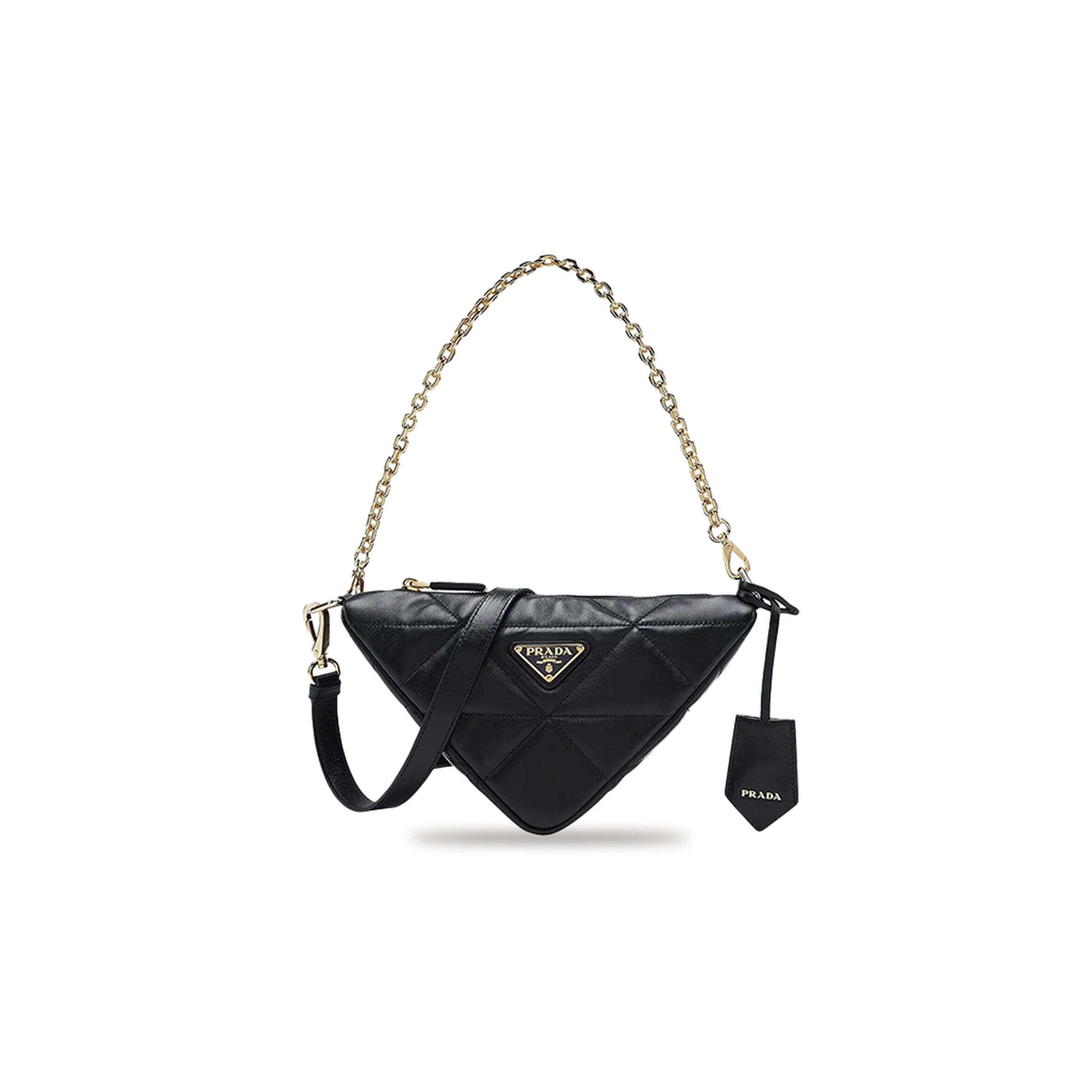 Pra*a metal triangle logo zip closure soft lambskin shoulder bag 1bc190 (26*15*11cm)